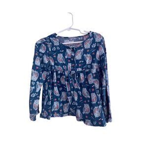 Child Of Mine By Carters 5T Long Sleeve Owl Print Blue Baby Doll Tunic Top For G